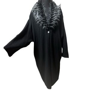 Faux fur trim cardigan